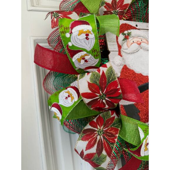 Happy Holidays Santa Wreat Festive Red and Green Christmas Wreath Door Decor xxx - Picture 5 of 8